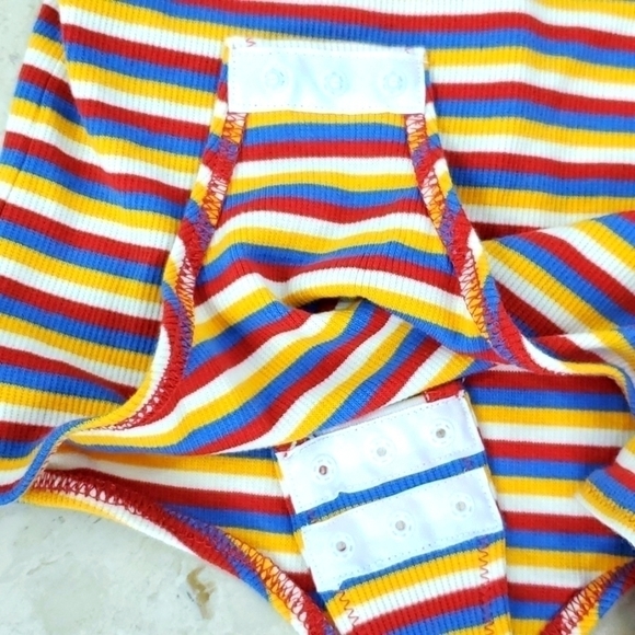 NEW Women's Madewell Rainbow Stripe Ribbed Thong Bodysuit, Size XS and XXS - Red - Picture 7 of 9